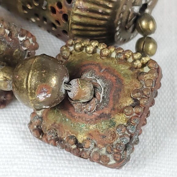 Vintage Unique Brass Metal Large Ornate Beading Necklace - Picture 8 of 14